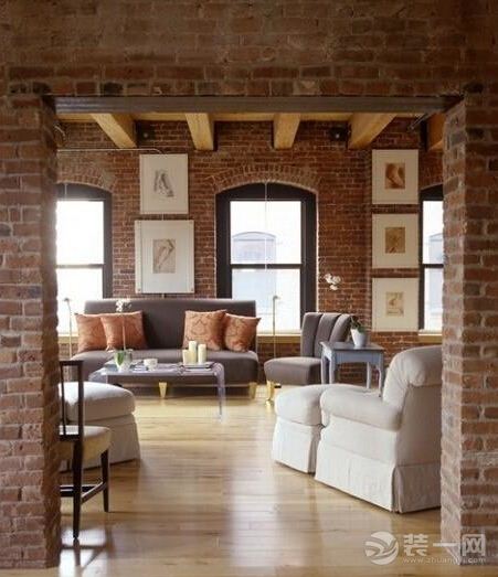 10款客厅砖面墙设计效果图 斑驳砖墙尽显陈旧韵味 - 本地资讯 - 装一